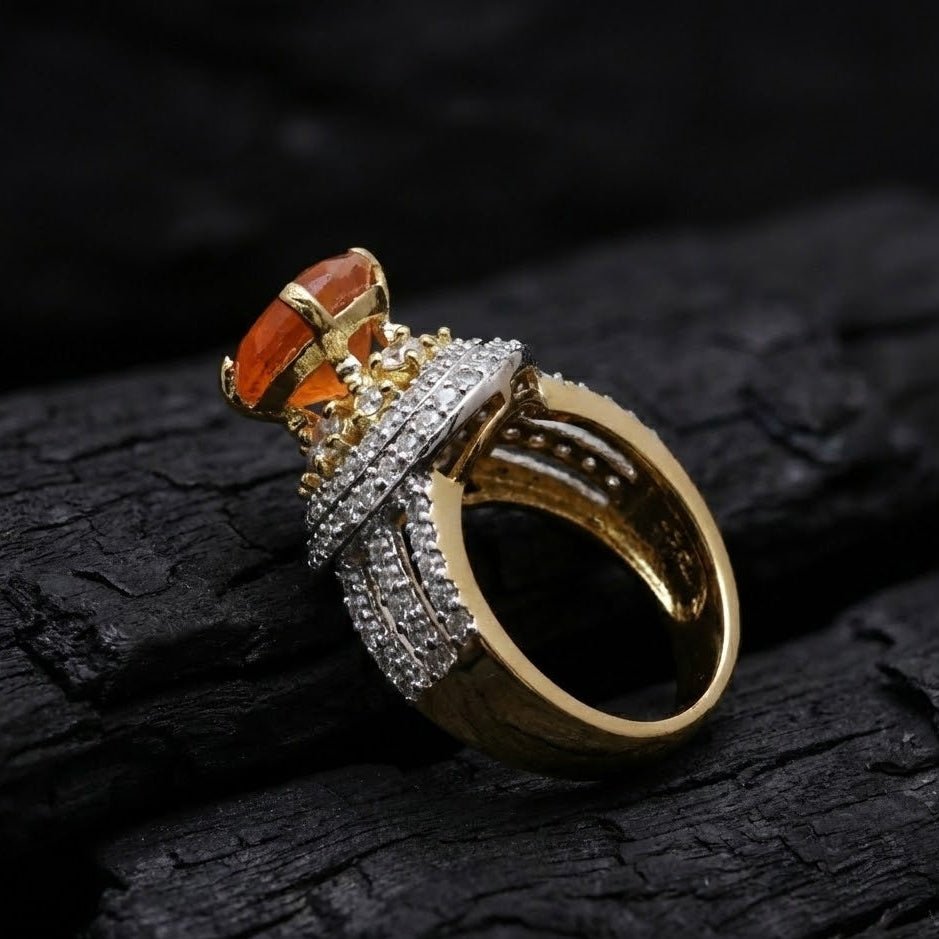 Moonstone Sterling Ring - 22K Gold Plated Ring