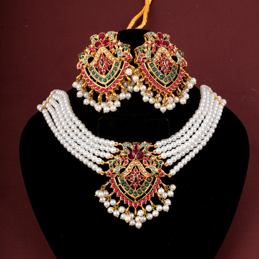 Twisted Naurattan Chokker Set