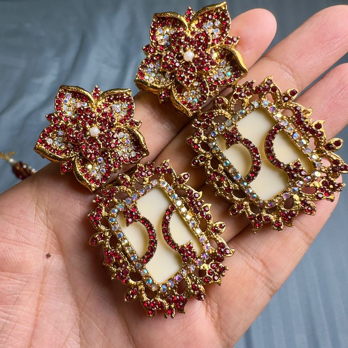 Crimson & Baroque Pearl Heritage Mala Red