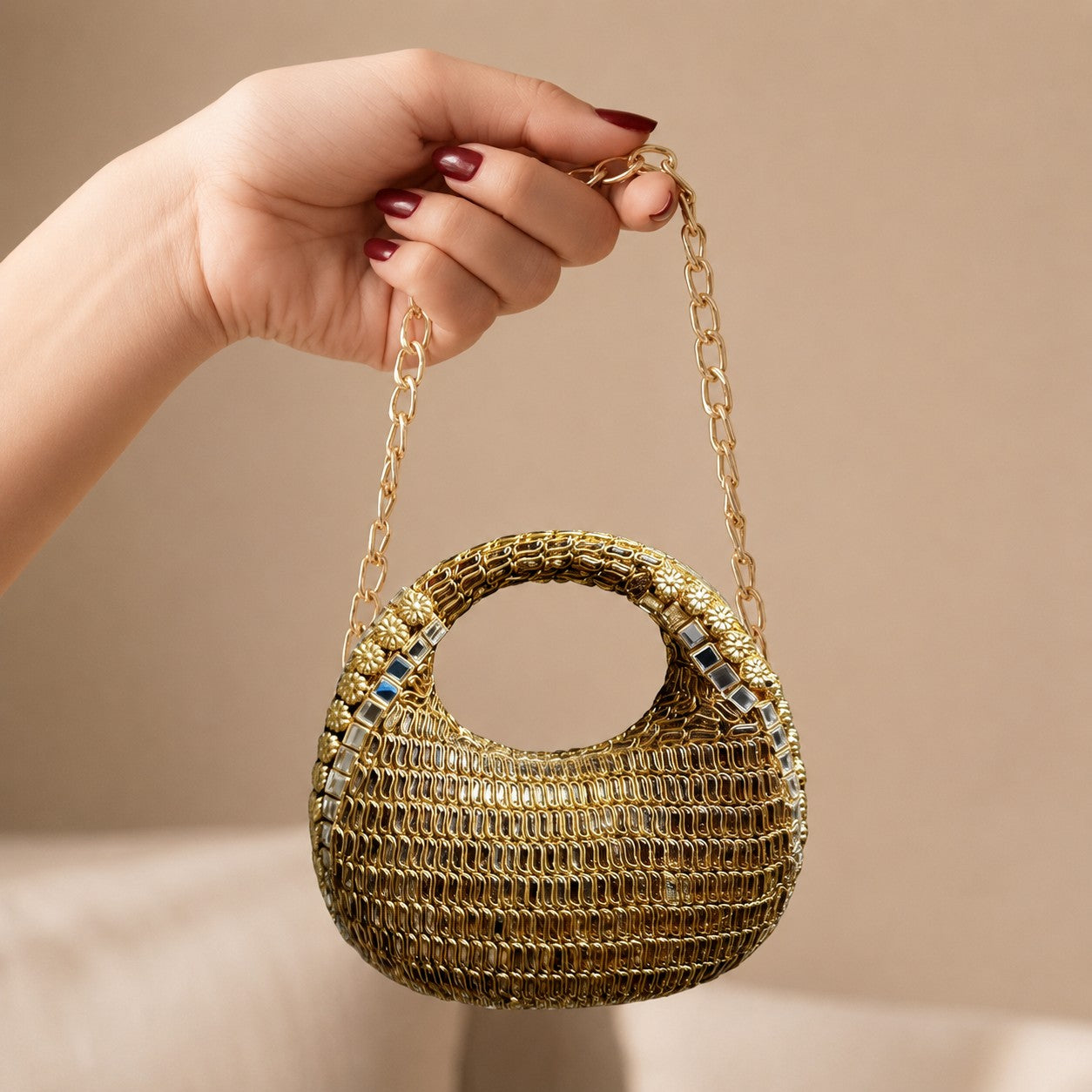 The Prism Minaudière – Bridal Evening Bag with Chain