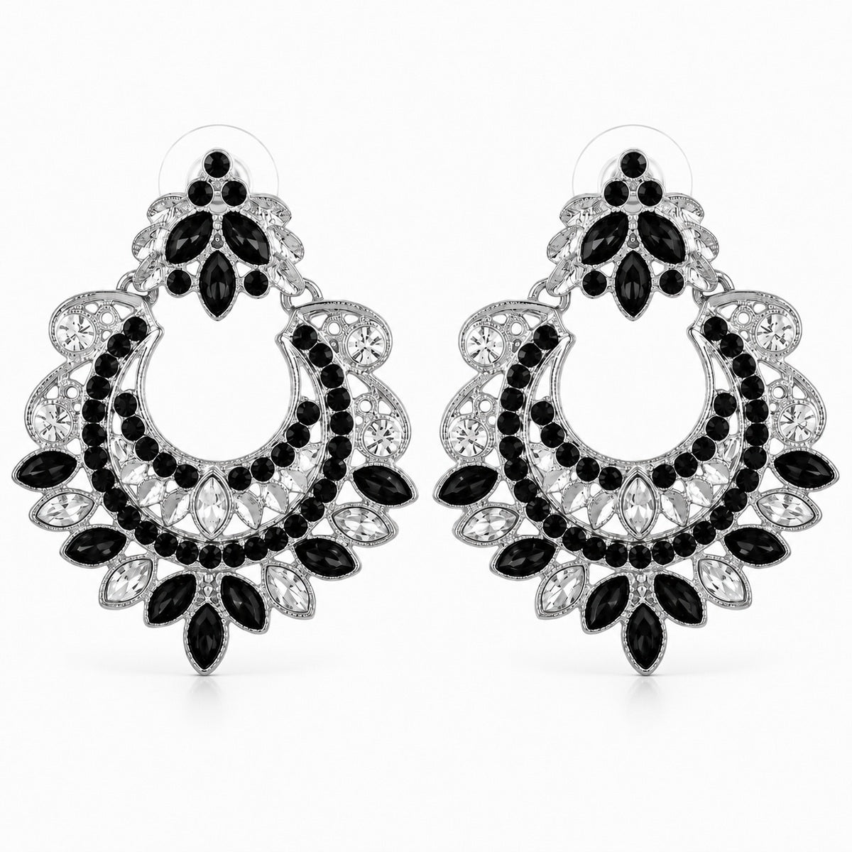 Gold Crescent Moon Drop Earrings