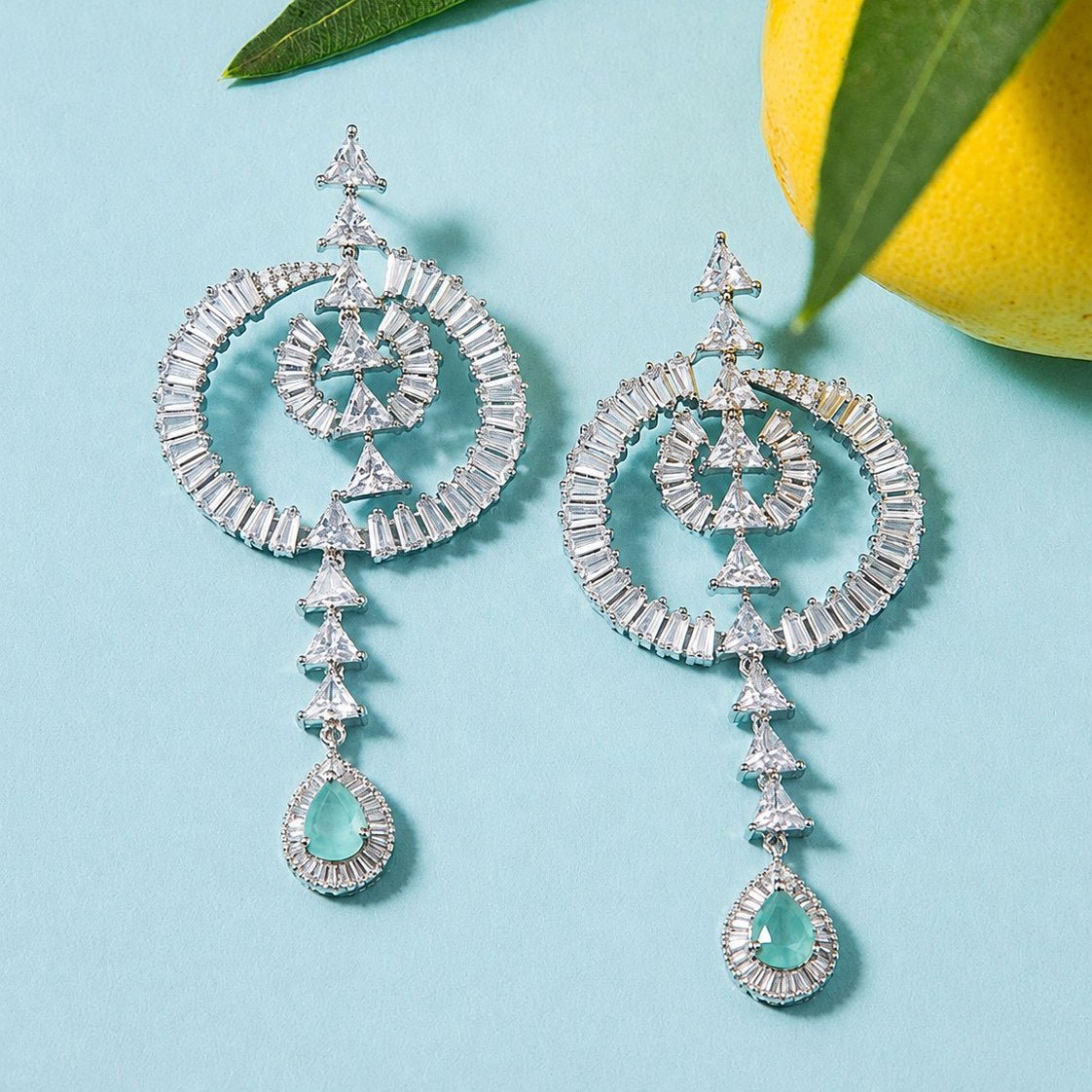 Aqua Halo Statement Earrings
