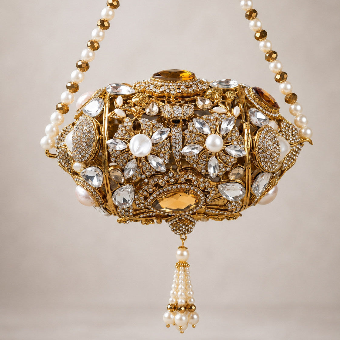 Avelis Kundan Clutch – Bridal Evening Bag with Pearls