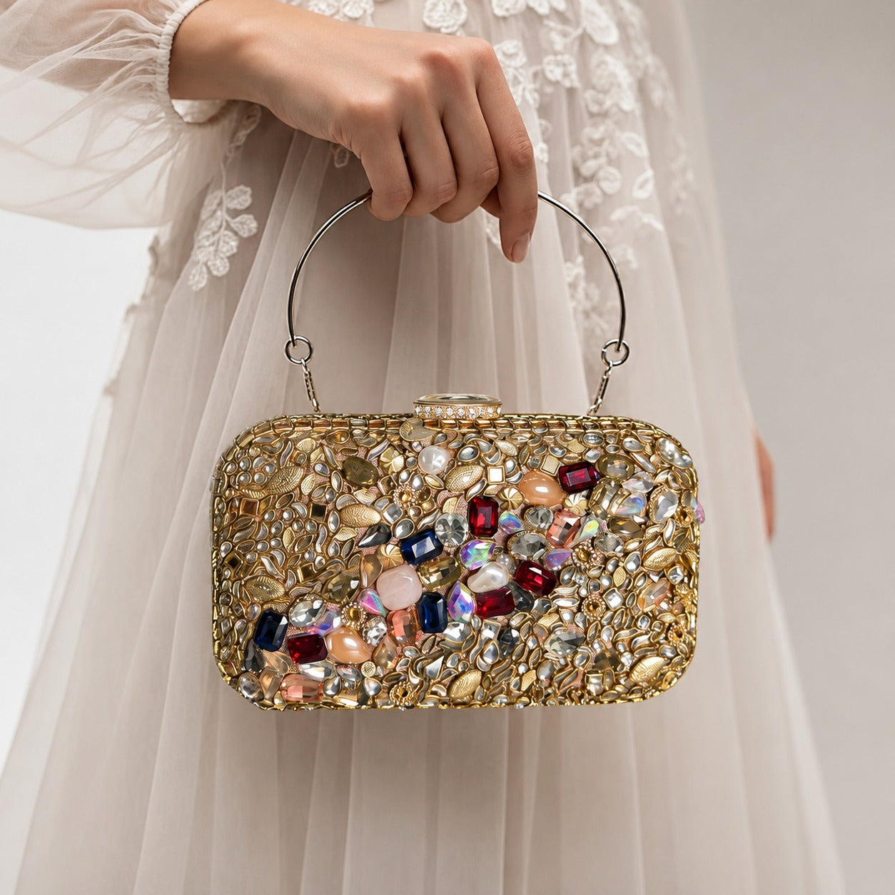 Ophelia Baroque Clutch- Bridal Evening Bag with handle