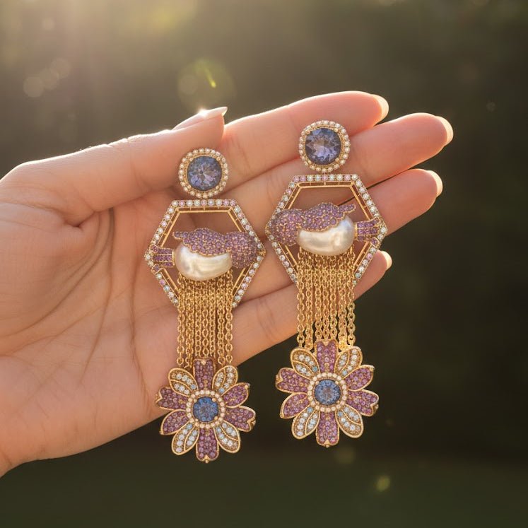 The Royal Hummingbird Garden Drop Earrings