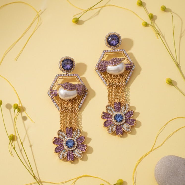 The Royal Hummingbird Garden Drop Earrings