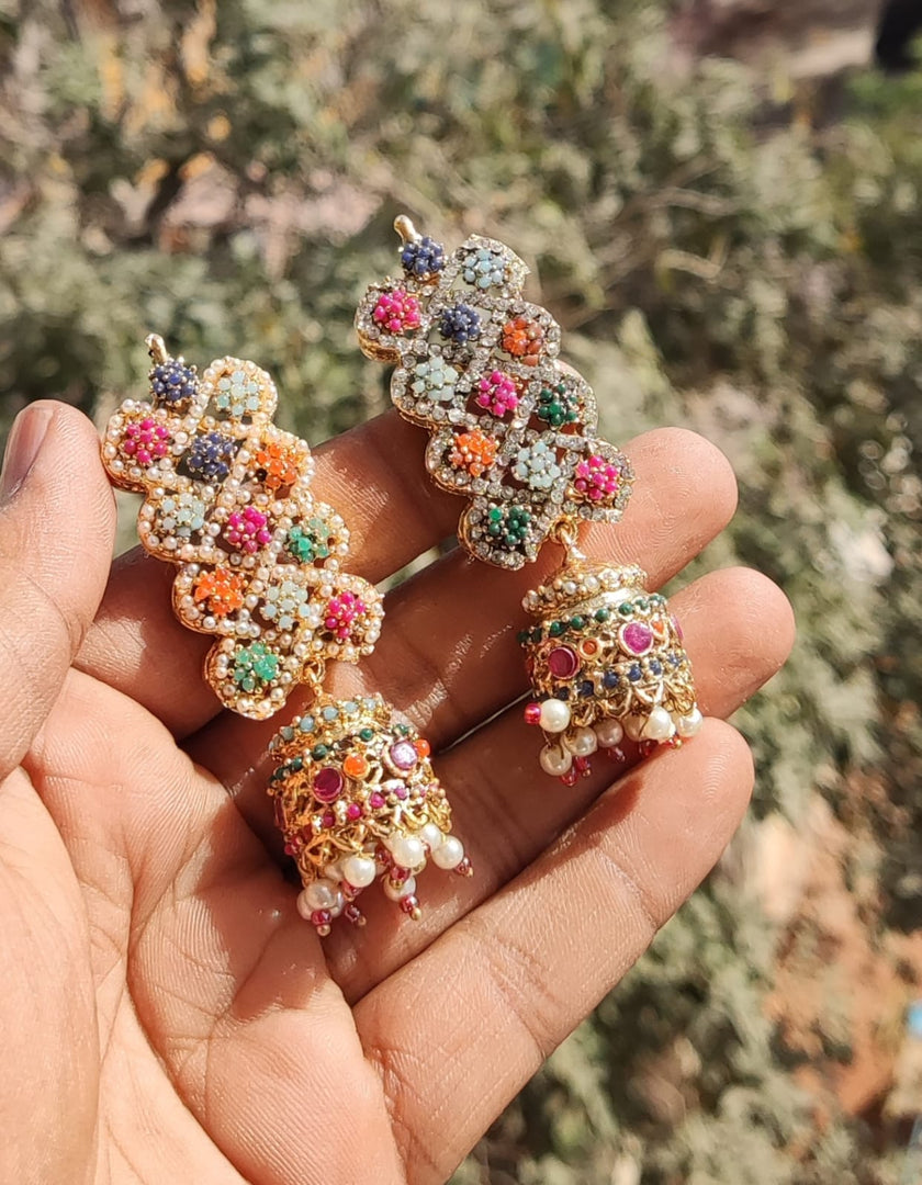 Naurattan Jhumka Pair