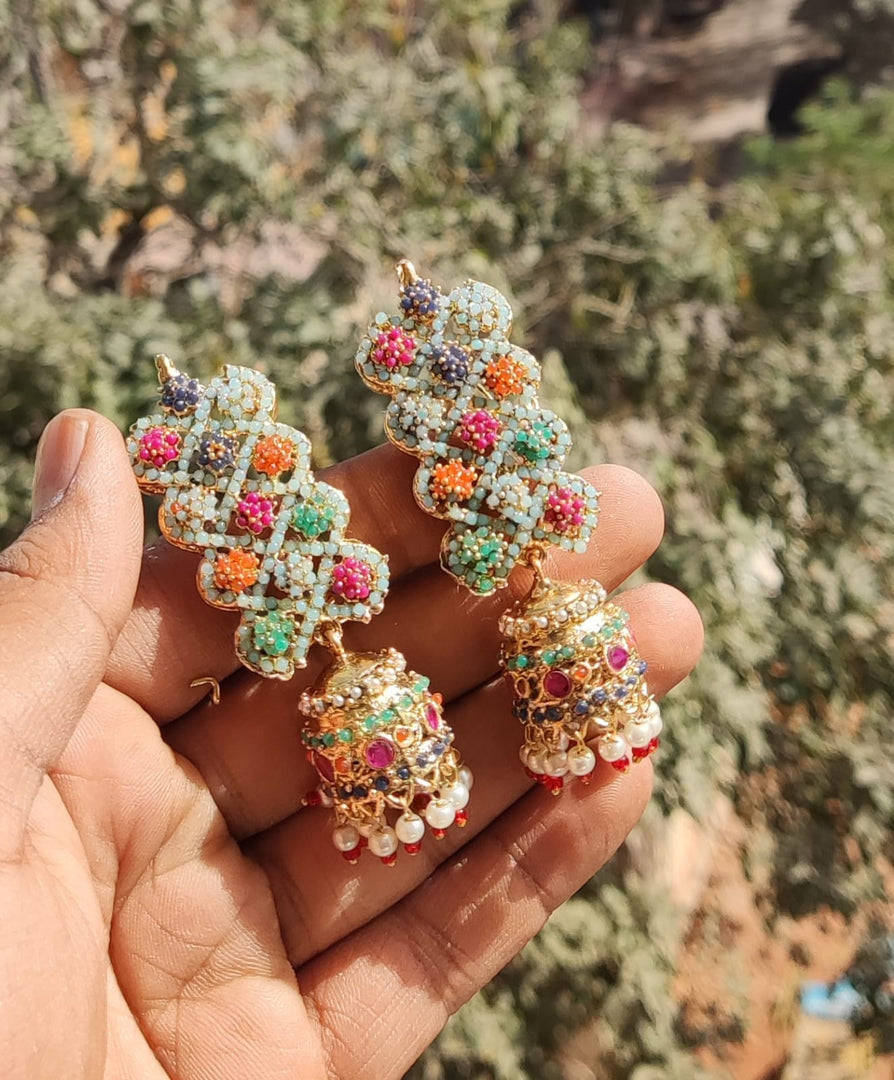 Naurattan Jhumka Pair
