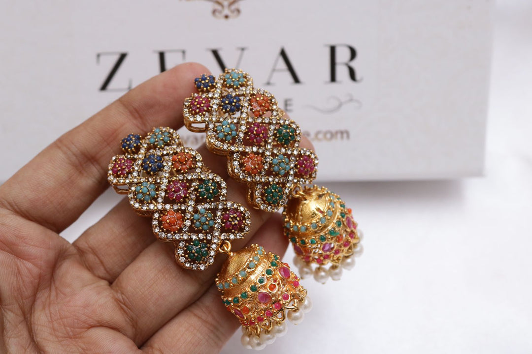 Naurattan Jhumka Pair