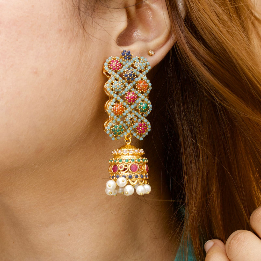 Naurattan Jhumka Pair