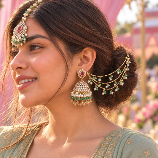 Jashn-e-Gul Sahara Jhumka Earrings & Teeka