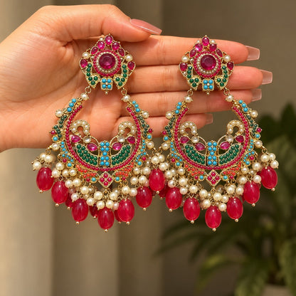 Shahi Mor Chandbali Earrings