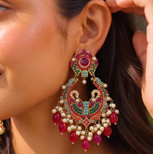 Shahi Mor Chandbali Earrings