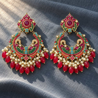 Shahi Mor Chandbali Earrings