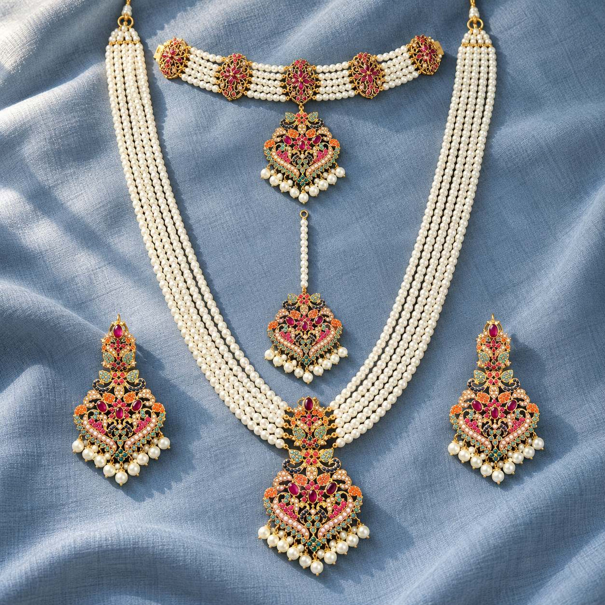 Rang-e-Virasat Long Maala & Choker Necklace Set