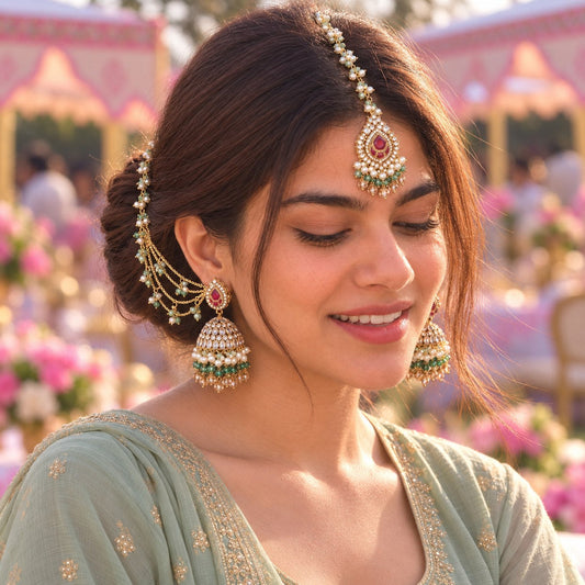 Jashn-e-Gul Sahara Jhumka Earrings & Teeka