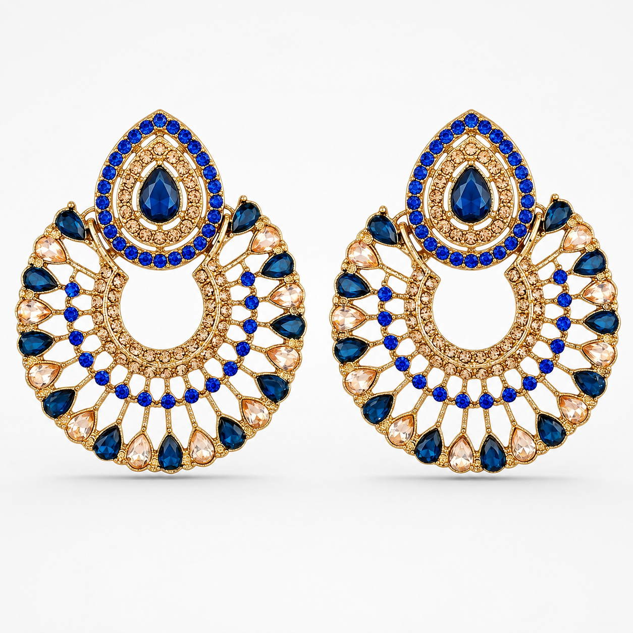 Silver Moon Drop Stud Earrings