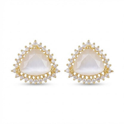 Jarao Stone AD Stud Earrings - Gold & Silver Plated