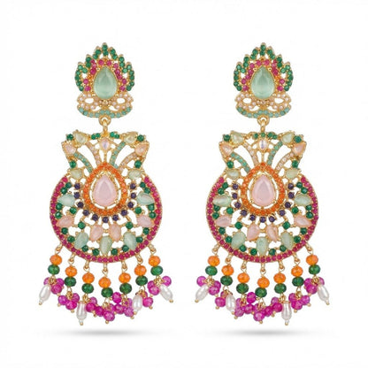 Royal Nauratan Jhumka Earrings - Traditional Pakistani Bridal Jewelry