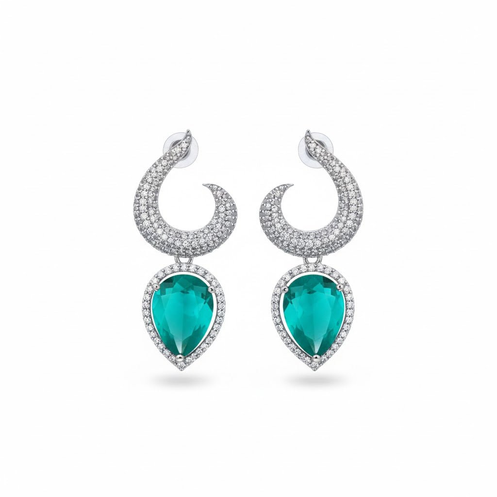 Gemstone Jarao Stone Earrings - Silver Plated Statement Jewelry