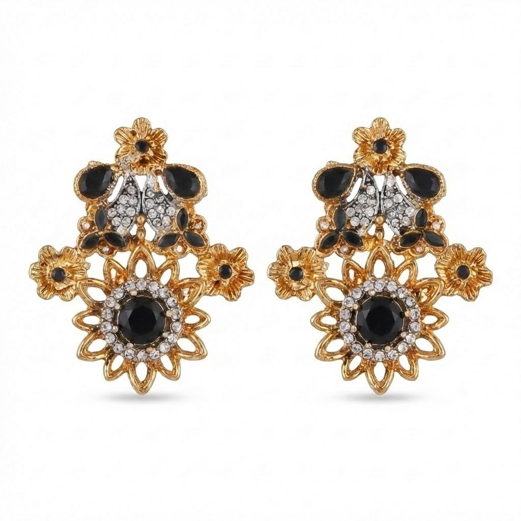 Blush Blossom Zirconia Studs - Floral Butterfly Earrings