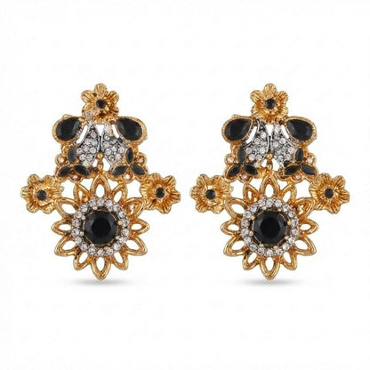 Blush Blossom Zirconia Studs - Floral Butterfly Earrings
