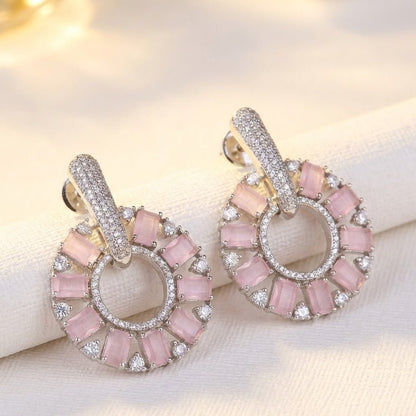 Zirconia Circle Earrings - Gold & Silver Plated Jarao Stone Jewelry