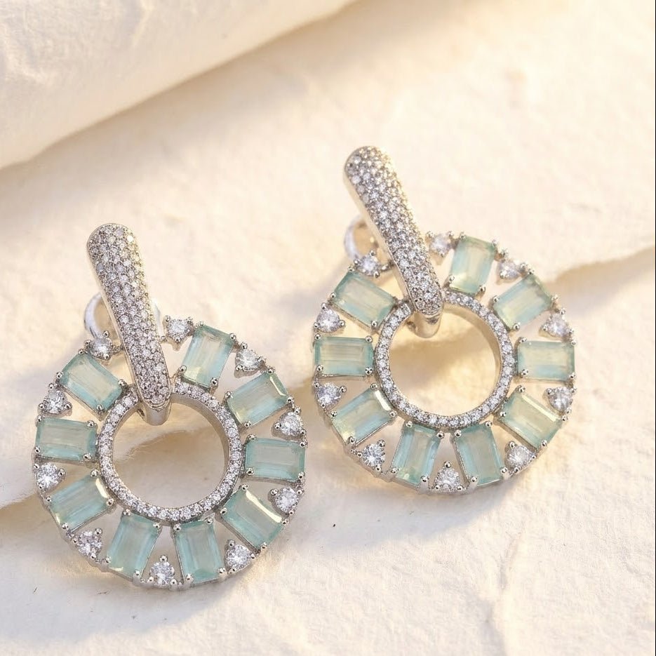 Zirconia Circle Earrings - Gold & Silver Plated Jarao Stone Jewelry