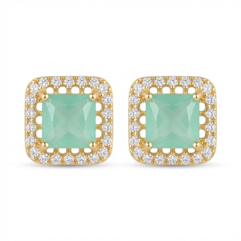 Vintage Bloom AD Studs - Oxidized Jarao Stone Earrings