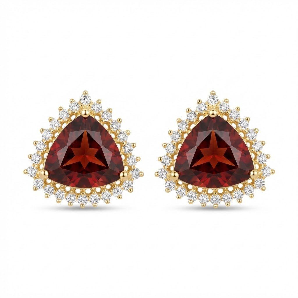 Jarao Stone AD Stud Earrings - Gold & Silver Plated