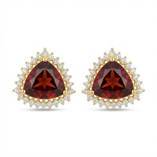 Jarao Stone AD Stud Earrings - Gold & Silver Plated