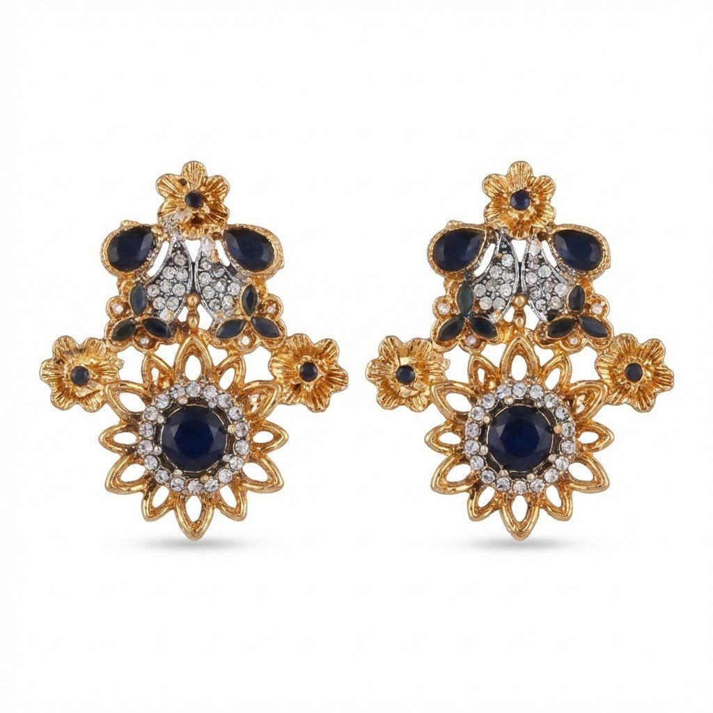 Blush Blossom Zirconia Studs - Floral Butterfly Earrings
