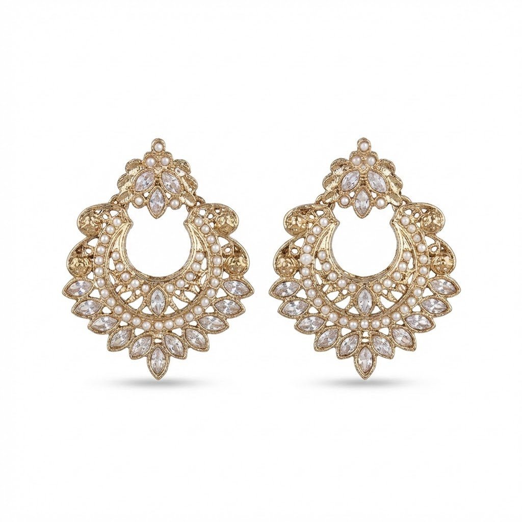 Gold Crescent Moon Drop Earrings