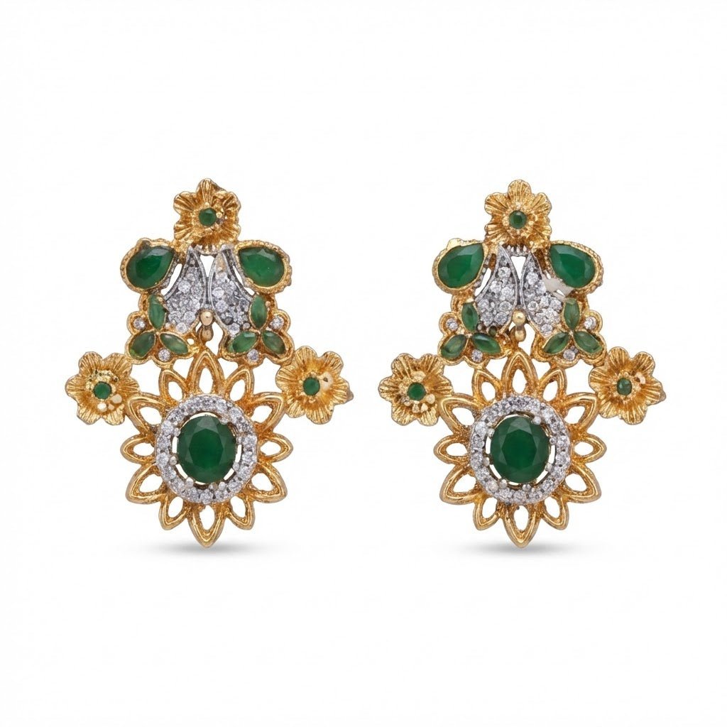 Blush Blossom Zirconia Studs - Floral Butterfly Earrings