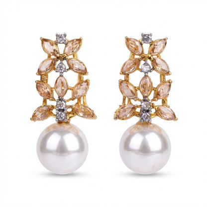 Pearl Flare Stud Earrings - Elegant Statement Studs