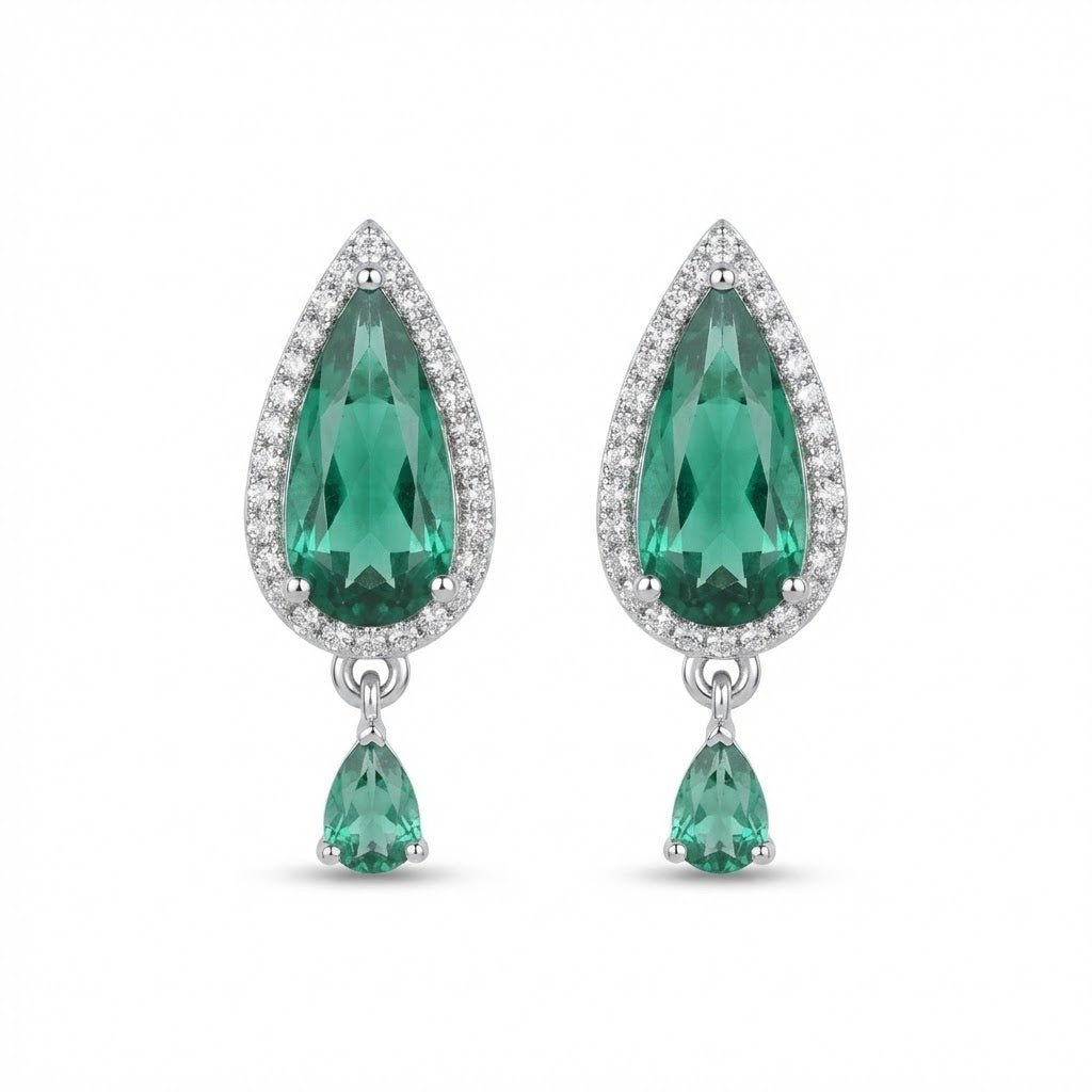 Oval Diamond Earrings - Silver Plated Jarao Stone Jewelry
