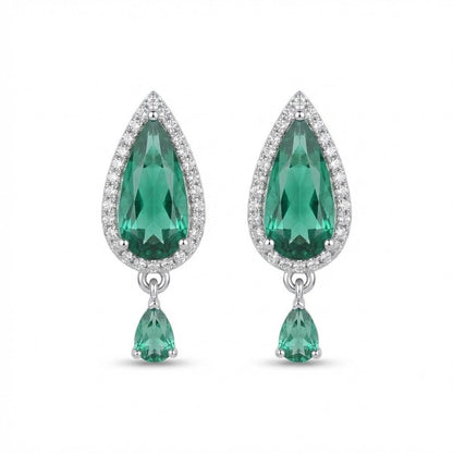Oval Diamond Earrings - Silver Plated Jarao Stone Jewelry