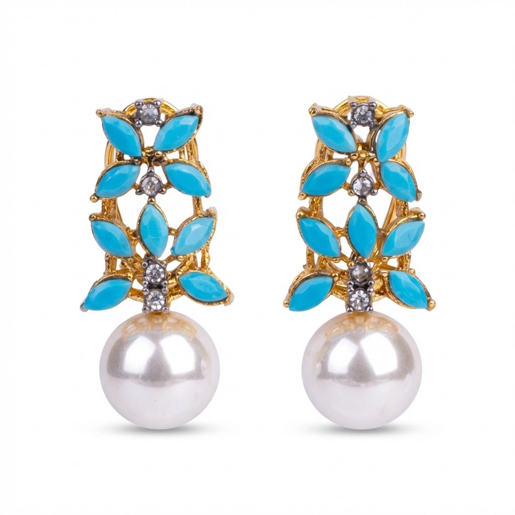 Pearl Flare Stud Earrings - Elegant Statement Studs