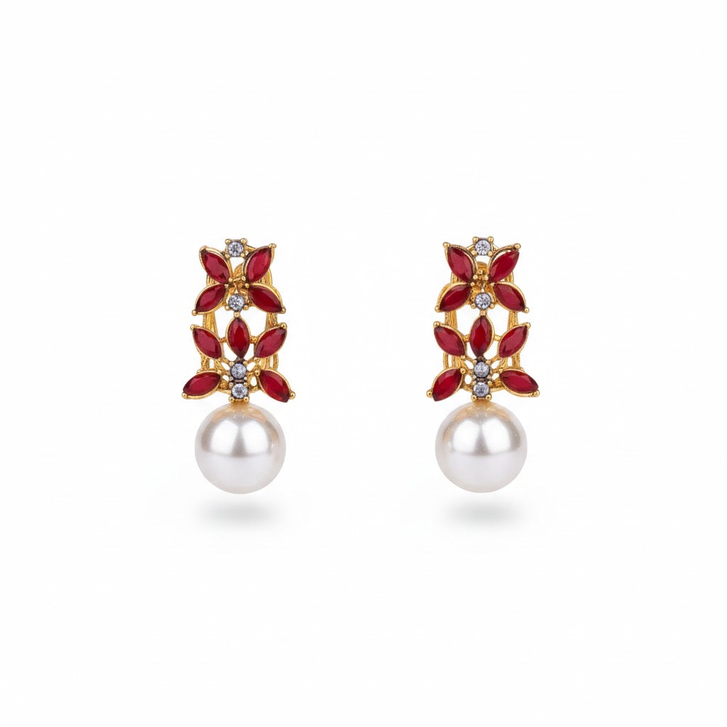 Pearl Flare Stud Earrings - Elegant Statement Studs