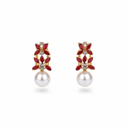 Pearl Flare Stud Earrings - Elegant Statement Studs