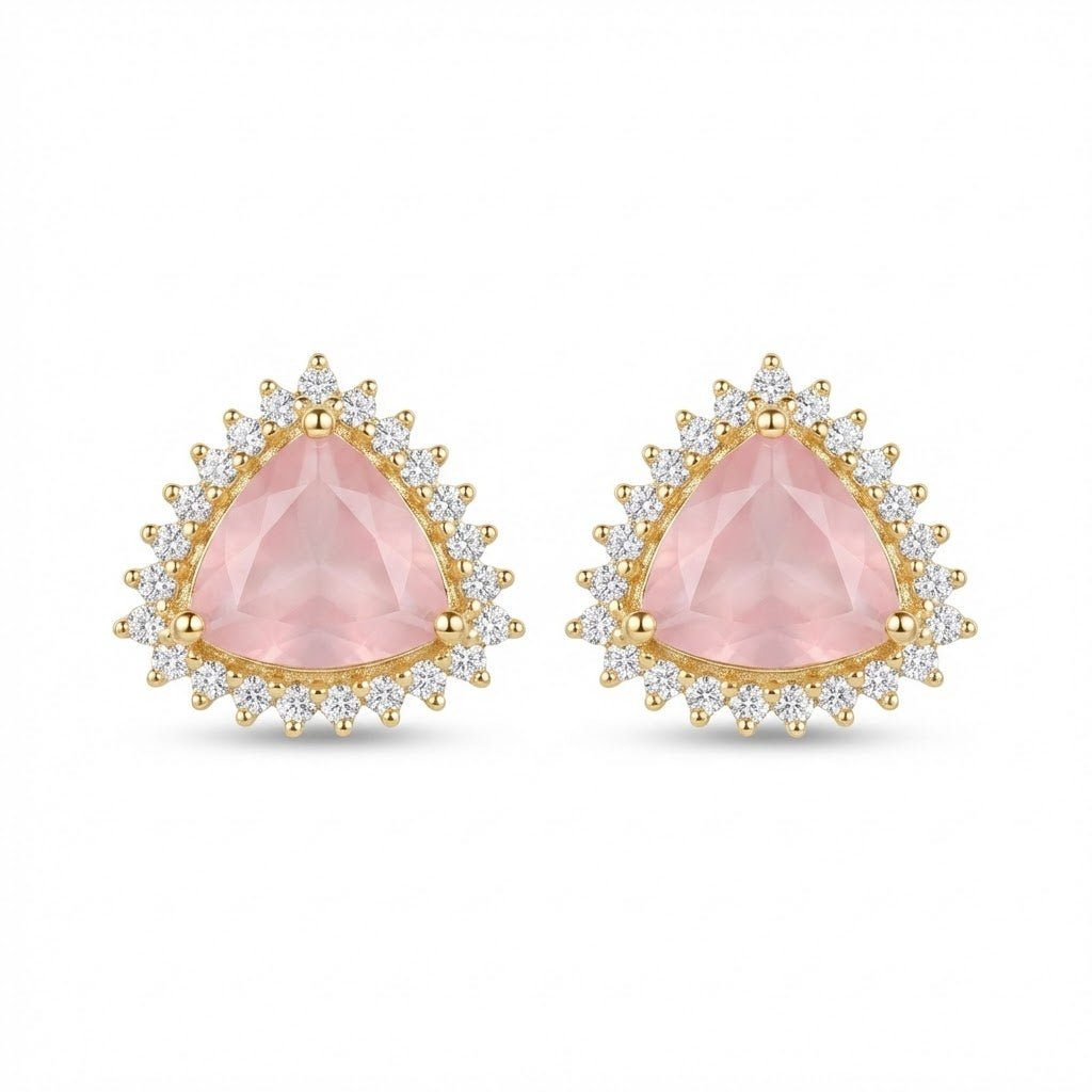 Jarao Stone AD Stud Earrings - Gold & Silver Plated