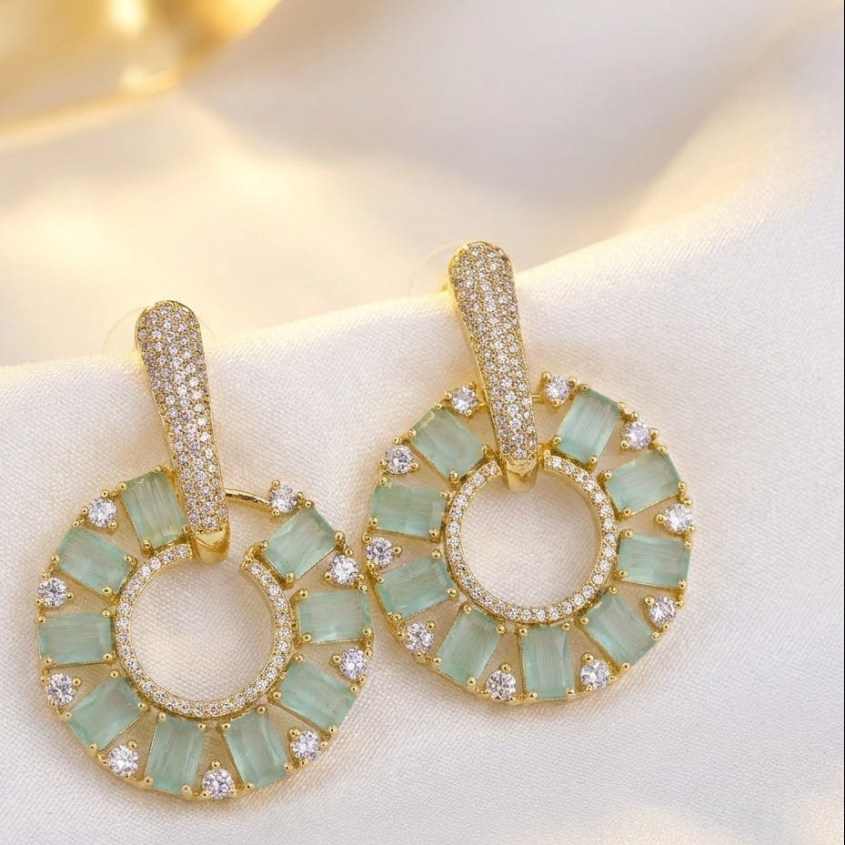 Zirconia Circle Earrings - Gold & Silver Plated Jarao Stone Jewelry