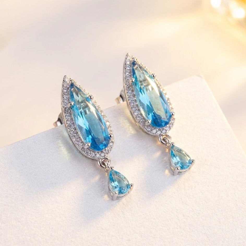 Oval Diamond Earrings - Silver Plated Jarao Stone Jewelry