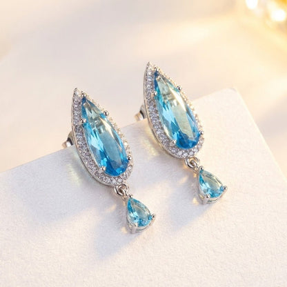 Oval Diamond Earrings - Silver Plated Jarao Stone Jewelry