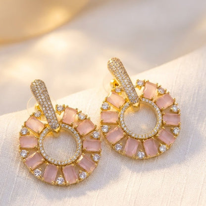 Zirconia Circle Earrings - Gold & Silver Plated Jarao Stone Jewelry