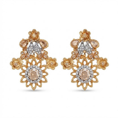 Blush Blossom Zirconia Studs - Floral Butterfly Earrings