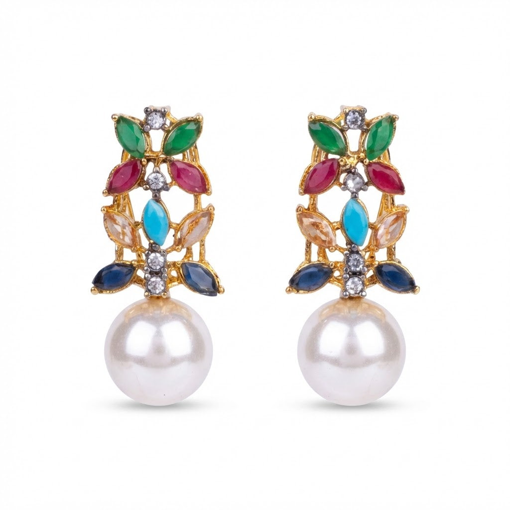 Pearl Flare Stud Earrings - Elegant Statement Studs