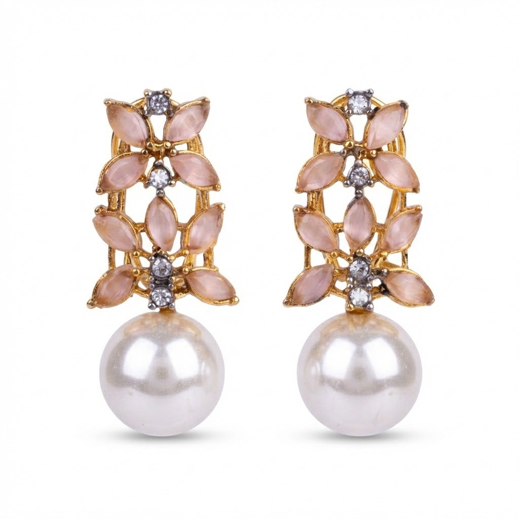 Pearl Flare Stud Earrings - Elegant Statement Studs