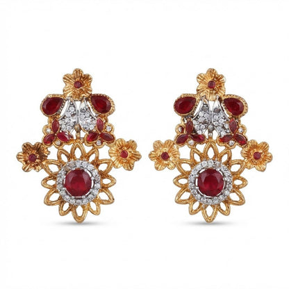 Blush Blossom Zirconia Studs - Floral Butterfly Earrings