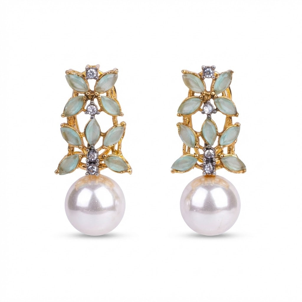 Pearl Flare Stud Earrings - Elegant Statement Studs